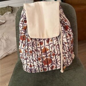 Universal Thread Cream and Orange Floral Backpack
